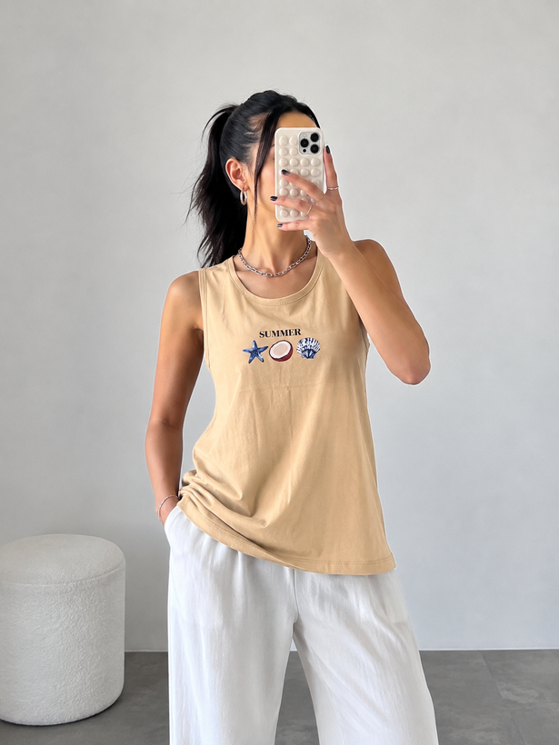 تاپ زنانه پنبه سوپر طرح صدف | پانوکا